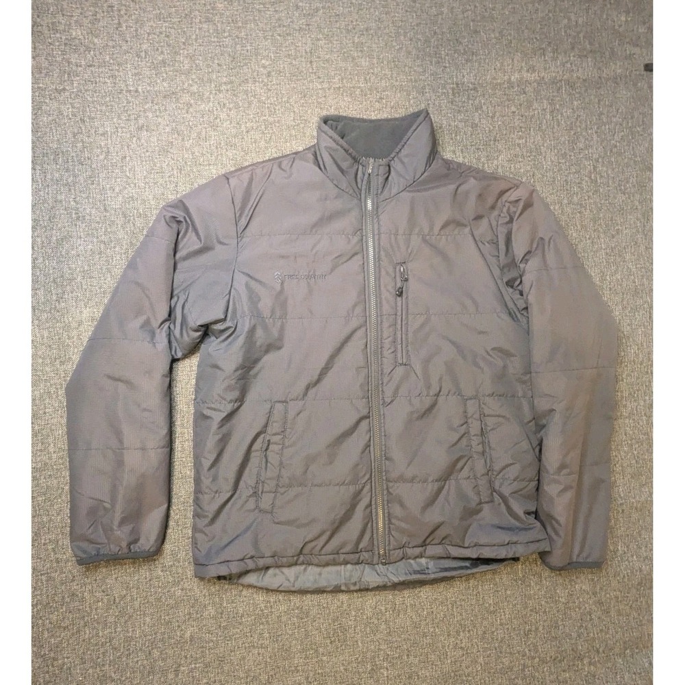 Free Country Jacket Full Zip Gray Mens Large Weather Resistant Coat Pockets